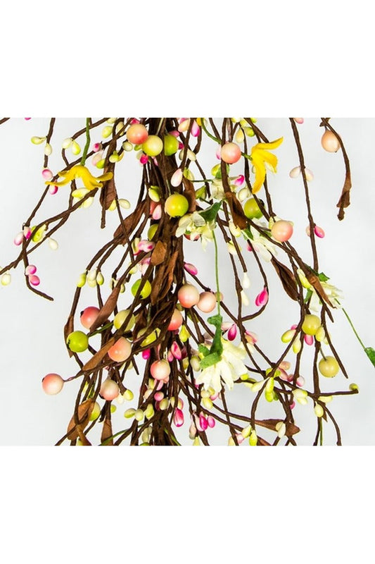 Mixed Berry Garland with Forsythia & Coordinating Mixed Flowers