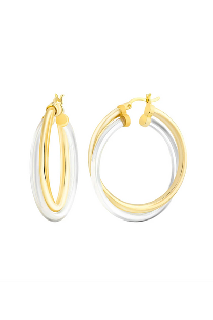 Cross Over/ Emerald Gem Cut Hoops