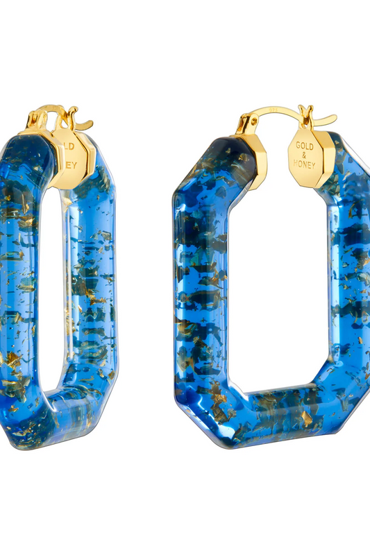 Cross Over/ Emerald Gem Cut Hoops