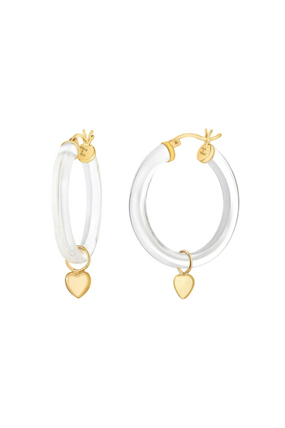 FLOWER/HEART CHARM LUCITE HOOPS