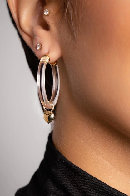 FLOWER/HEART CHARM LUCITE HOOPS