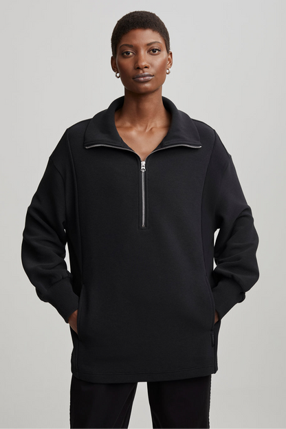 Fulham Longline Halfzip - Black