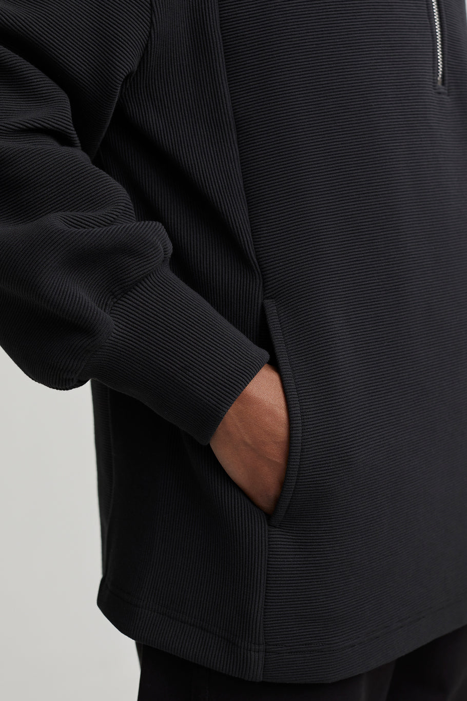Fulham Longline Halfzip - Black