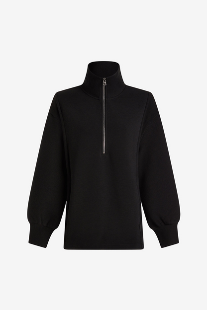 Fulham Longline Halfzip - Black