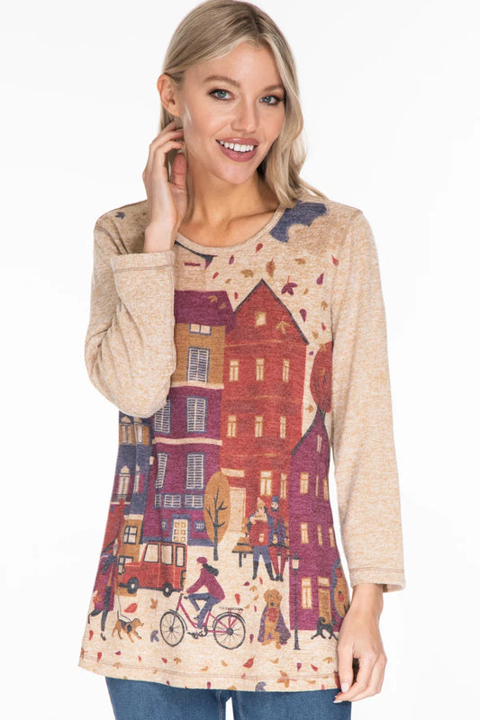 City Scene Printed Top