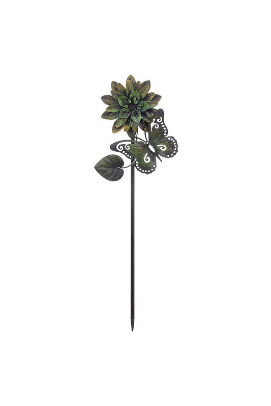 Metal Butterfly on Green Flower Stake