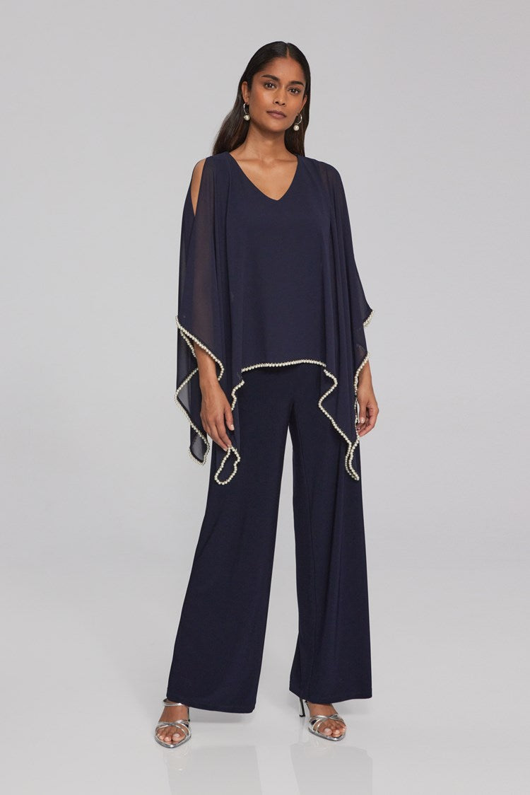 Joseph Ribkoff Chiffon and Silky Knit Poncho Top