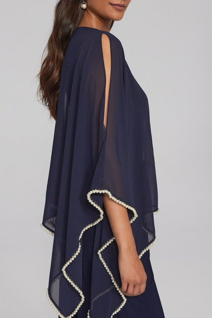 Joseph Ribkoff Chiffon and Silky Knit Poncho Top