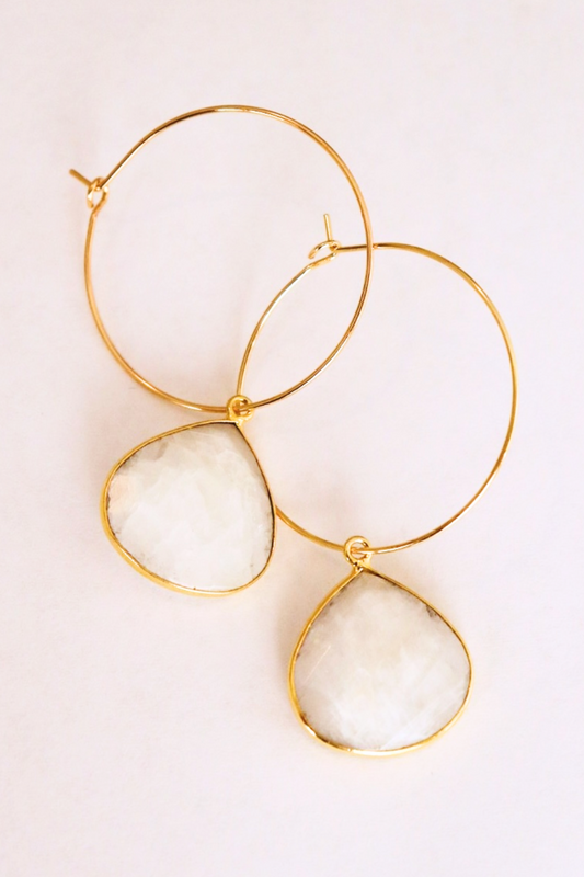1" Mini Hoop - 20 MM XL Gemstone Earrings