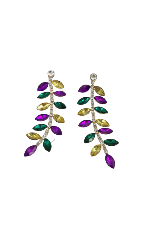 MARDIGRAS LEAF GEMSTONE EARRINGS