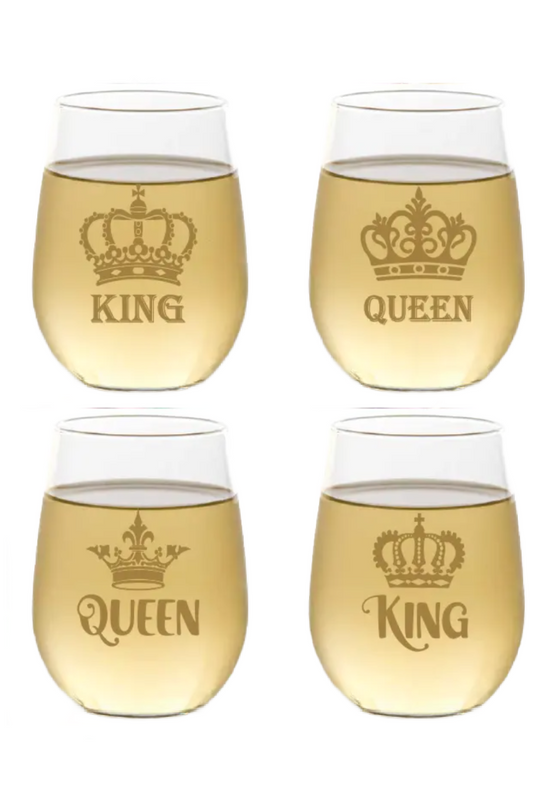 MARDI GRAS INSPIRED SHATTERPROOF WINE GLASS S/4