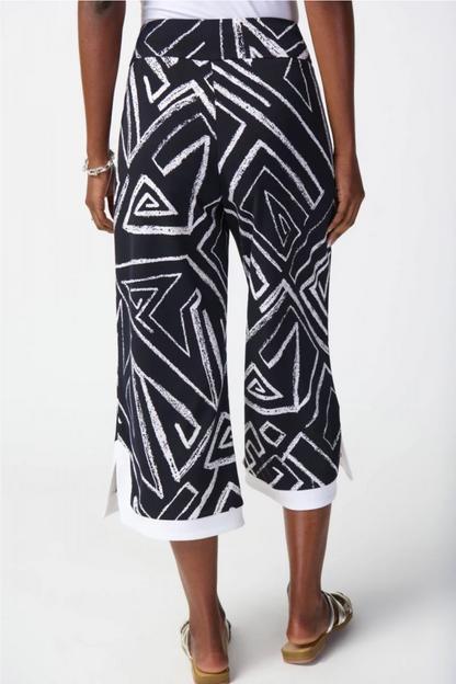 Midnight/Vanilla Abstract Print Culotte Pants Style