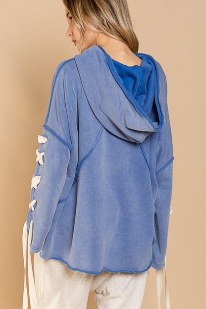 Oversized Hooded Cowl Neck Top
