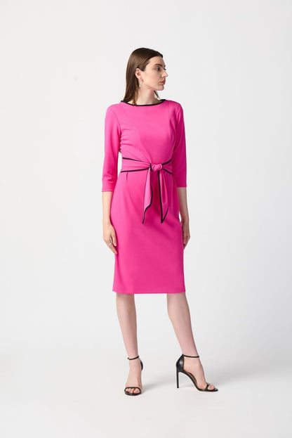 Scuba Crepe Sheath Dress- Ultra Pink/Black