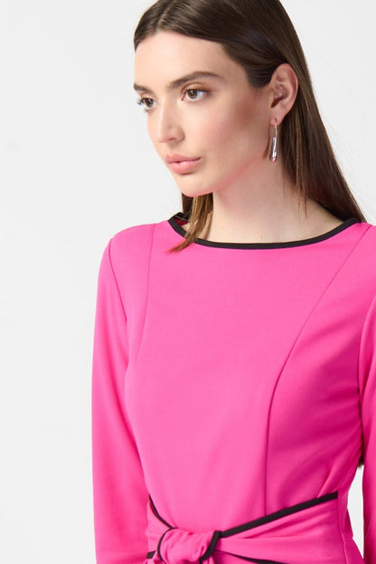 Scuba Crepe Sheath Dress- Ultra Pink/Black