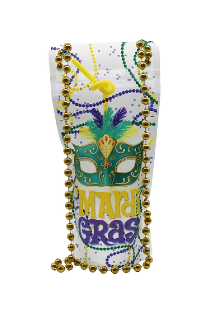 MARDI GRAS WEARABLE DRINK POUCH 16 OZ (2 PACK)