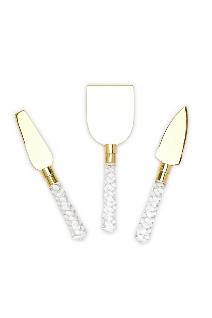 CRYSTAL CLEAR S/3 CHEESE KNIVES IN GIFT BOX
