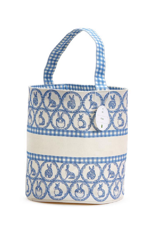 EASTER EGG HUNT BUCKET BAG WITH BUNNY AND GINGHAM PRINT