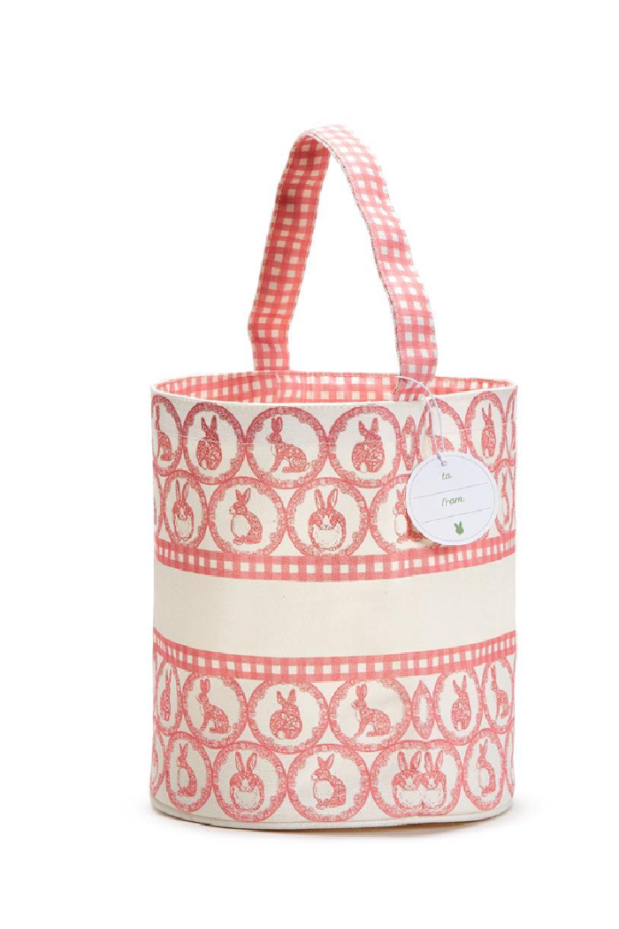 EASTER EGG HUNT BUCKET BAG WITH BUNNY AND GINGHAM PRINT