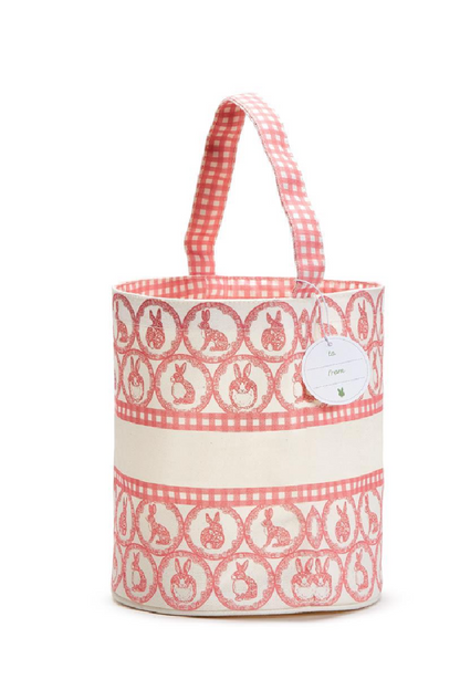 EASTER EGG HUNT BUCKET BAG WITH BUNNY AND GINGHAM PRINT