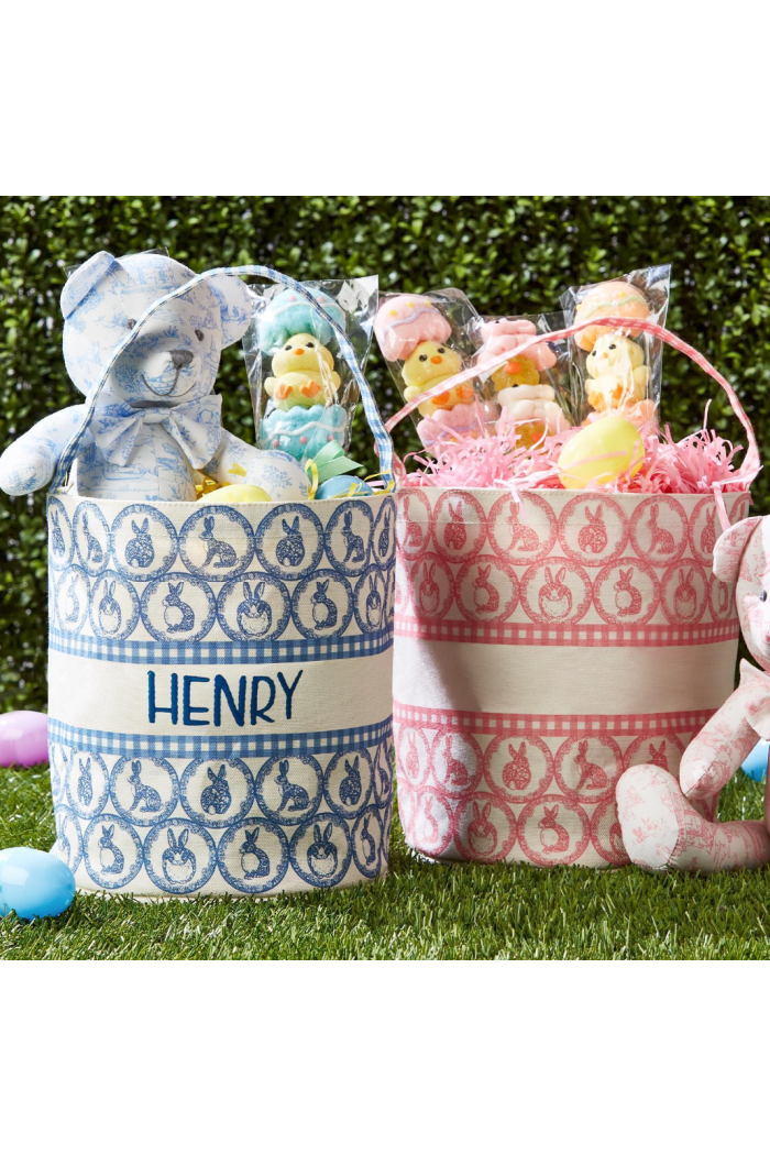 EASTER EGG HUNT BUCKET BAG WITH BUNNY AND GINGHAM PRINT