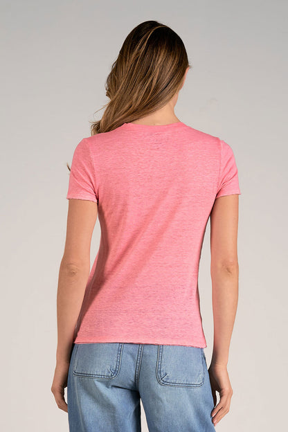 Linen Basic Solid Color V Neck Top