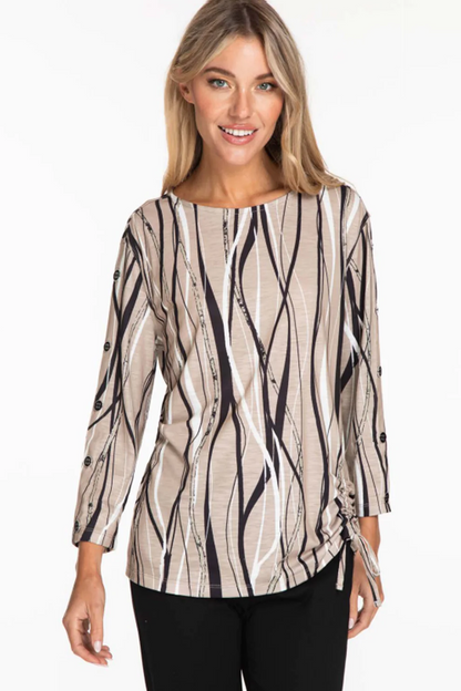 WAVY STRIPE SIDE DRAWSTRING TOP