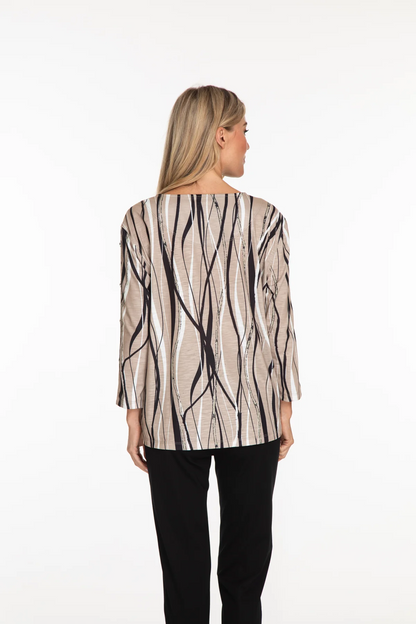 WAVY STRIPE SIDE DRAWSTRING TOP