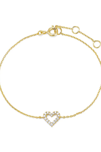 HEART SHAPED MOP PENDANT WITH CZ CENTER STONE BRACELET