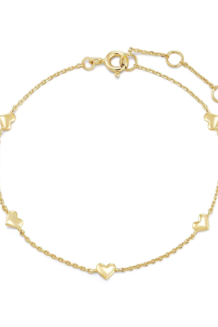 HEART SHAPED MOP PENDANT WITH CZ CENTER STONE BRACELET