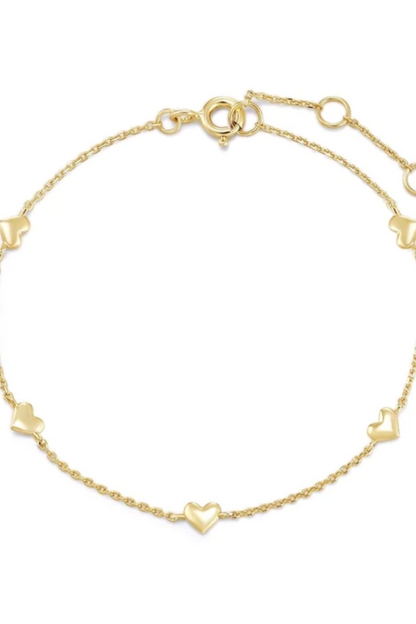 HEART SHAPED MOP PENDANT WITH CZ CENTER STONE BRACELET