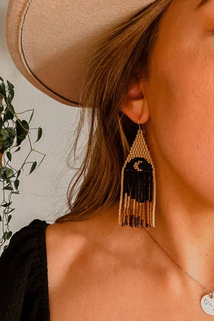 Evening Moonscape Set Hand beaded Earrings