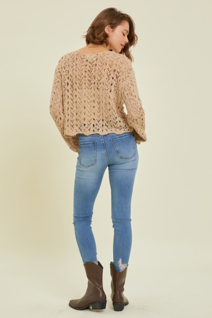 Scalloped Hem Sheer Sweater