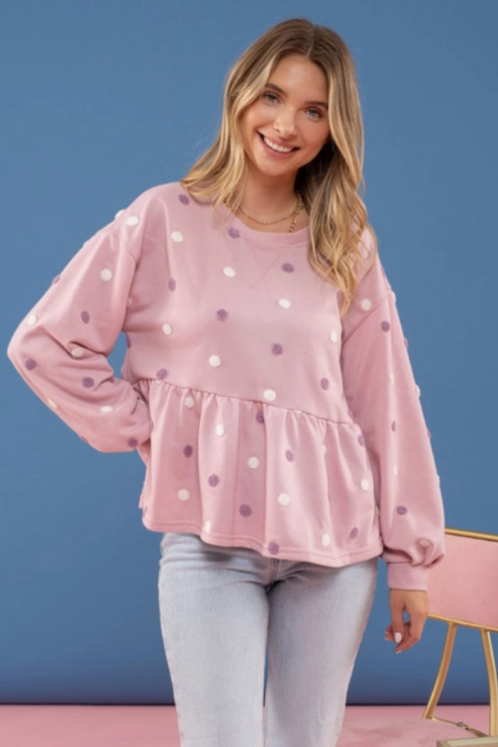 Multi Pom Pom Knit Top
