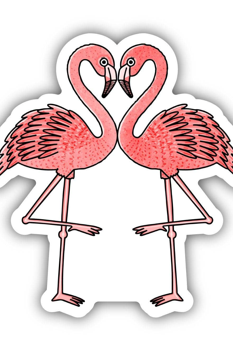 Pink Flamingos Heart Sticker