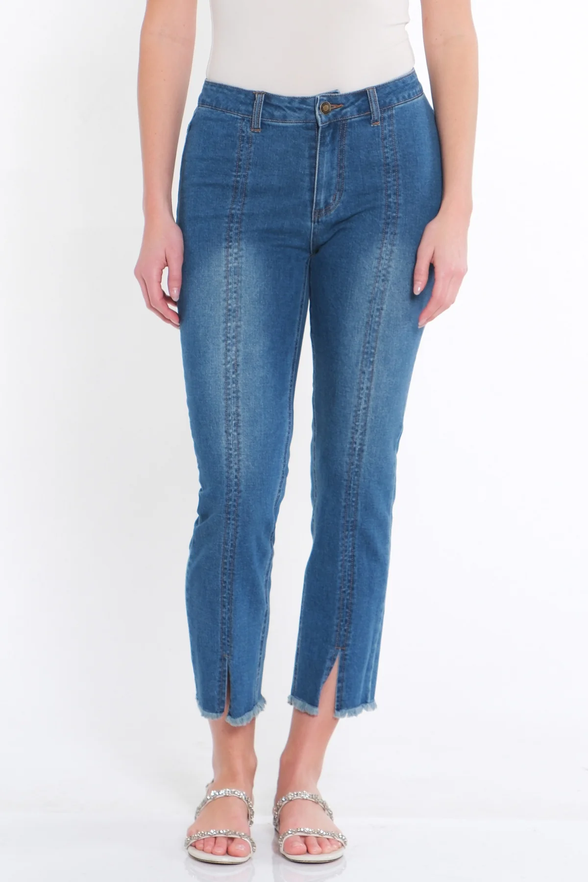 CENTER SEAMED DENIM ANKLE JEAN