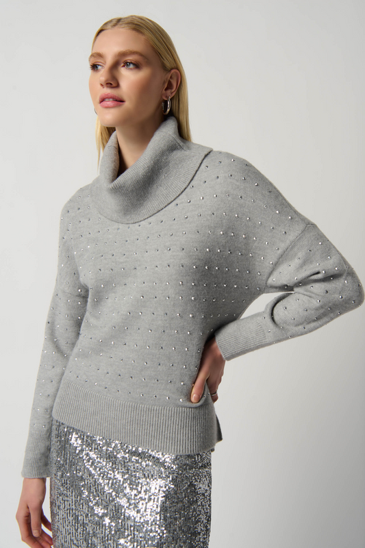 Cowl Neck Sweater- Light Grey