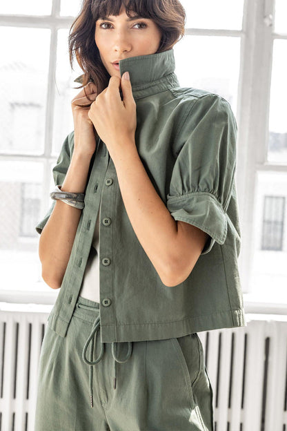 Cuff Sleeve Shirt Jacket