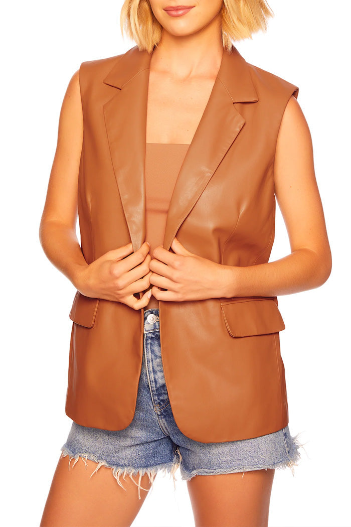 Faux Leather Collar Vest