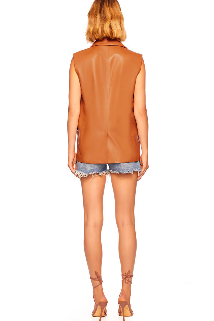 Faux Leather Collar Vest