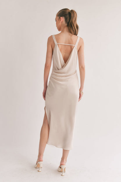 Dream Skies Low Back Cowl Midi Dress