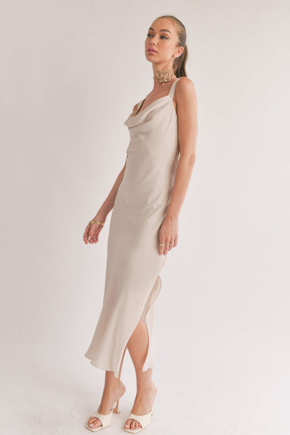 Dream Skies Low Back Cowl Midi Dress