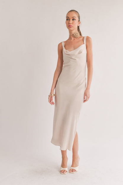 Dream Skies Low Back Cowl Midi Dress