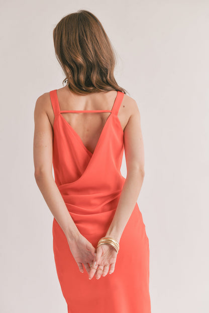Dream Skies Low Back Cowl Midi Dress