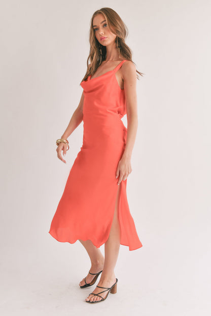 Dream Skies Low Back Cowl Midi Dress