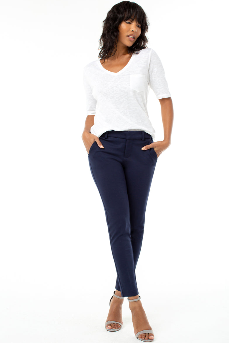 Kelsey Knit Trouser Super Stretch Ponte LONG  - Cadet Blue
