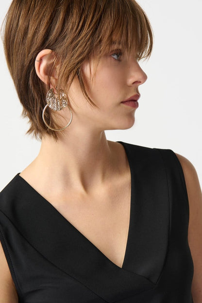 Silky Knit Sleeveless Top- Black