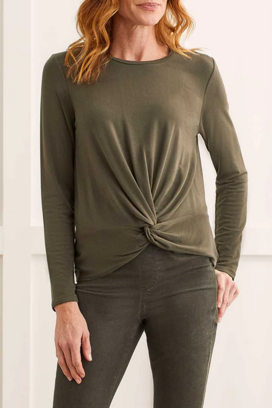 Crew Neck Top w/Faux Knot Detail