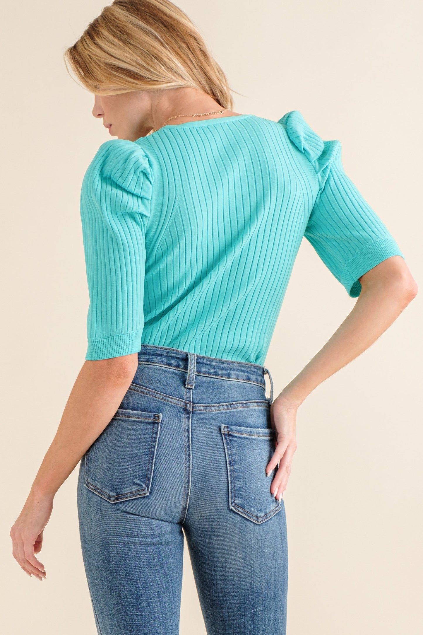 Puff Sleeve Rib Top