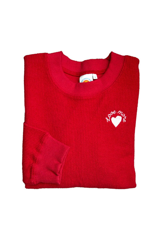 Love More Embroidered Ribbed Sweatshirt